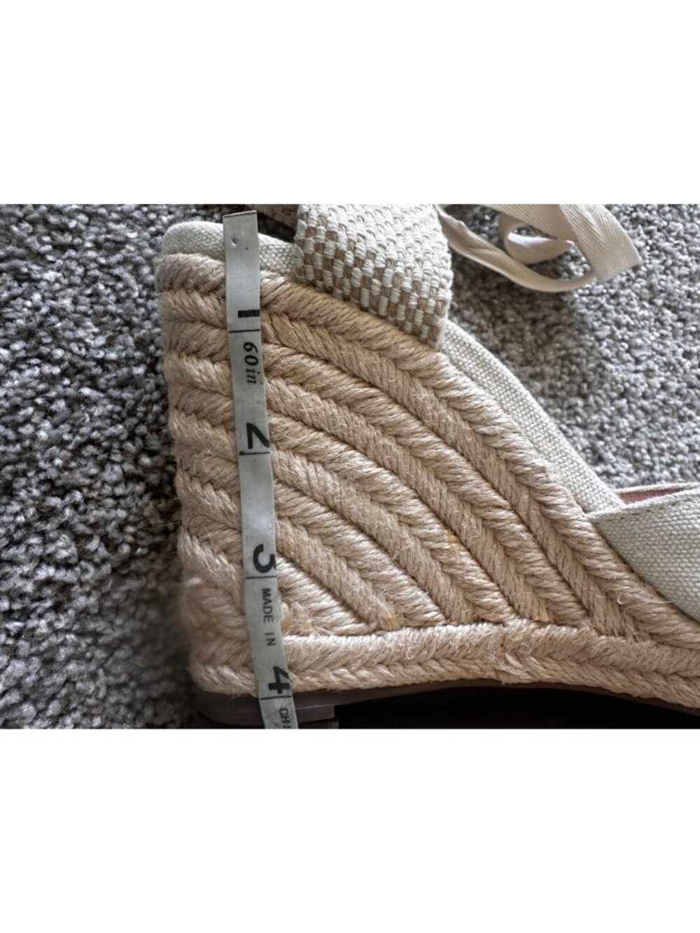 JCREW Lace Up High Heels Espadrille Womens 9.5 Beige Wedge Coastal Comfort Beach - Picture 5 of 13